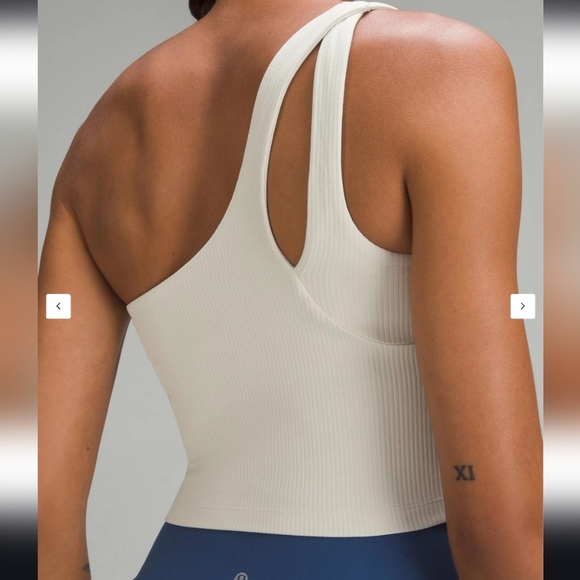 Lululemon Ribbed Nulu Asymmetrical Yoga Tank Top Light Support A/B Cup Bone 10 - Picture 5 of 12